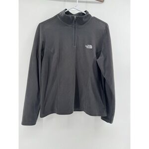 The North Face Tka 100 Womens 1/4 Zip Black Poly Sweatshirt Pullover Sz L